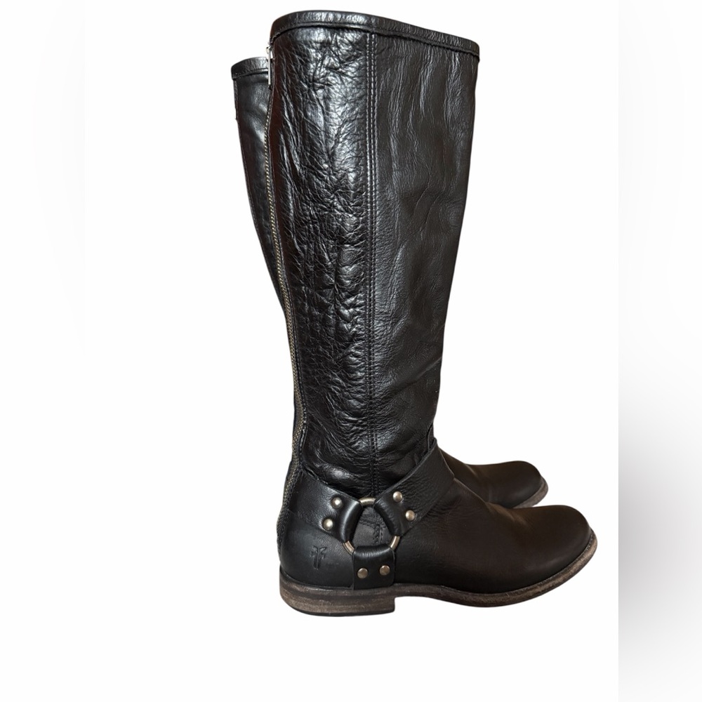 Frye Women's Phillip Harness Tall boots in black leather  6 heritage equestrian